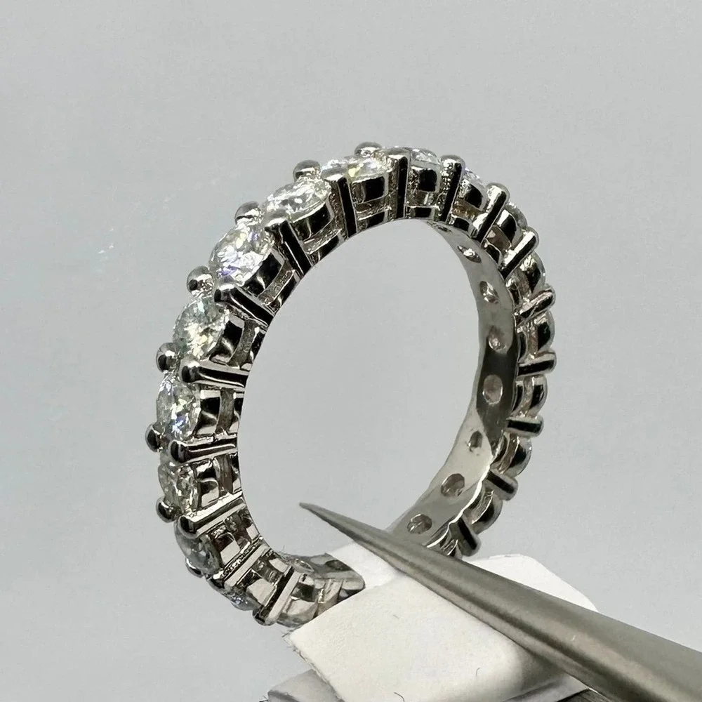 Moissanite Diamond Ring Eternity Wedding Band Anniversary Brilliant 2 Ct Size 7